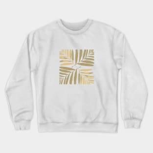 Geometric palm leaves gold on white , leaves, tropical , fall,  TeePublic Crewneck Sweatshirt